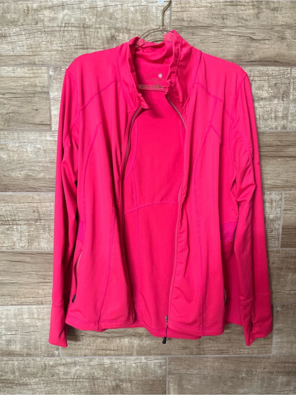 Tangerine Yoga Women’s Lightweight Full-Zip Jacket Hot Pink Thumbholes